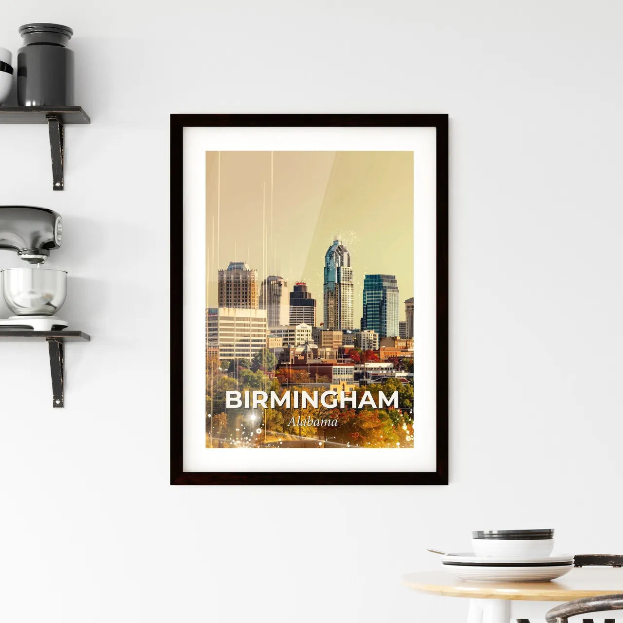 Birmingham Brilliance: City Skyline Sparkles Framed Print