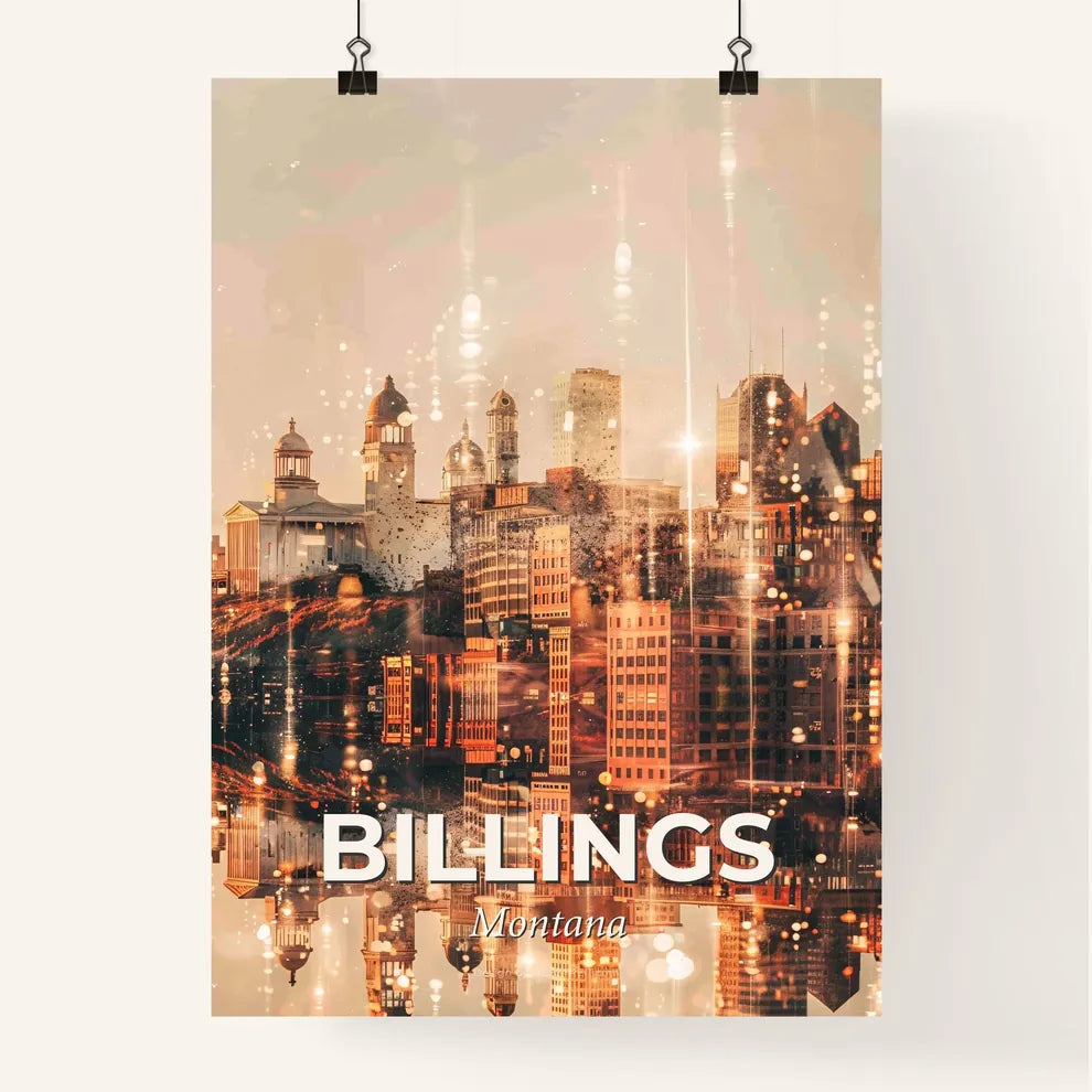 Billings Cityscape Double Exposure Poster