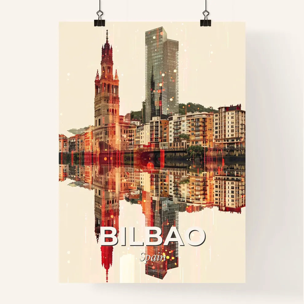 Bilbao Skyline Double Exposure Composite Art Poster Poster