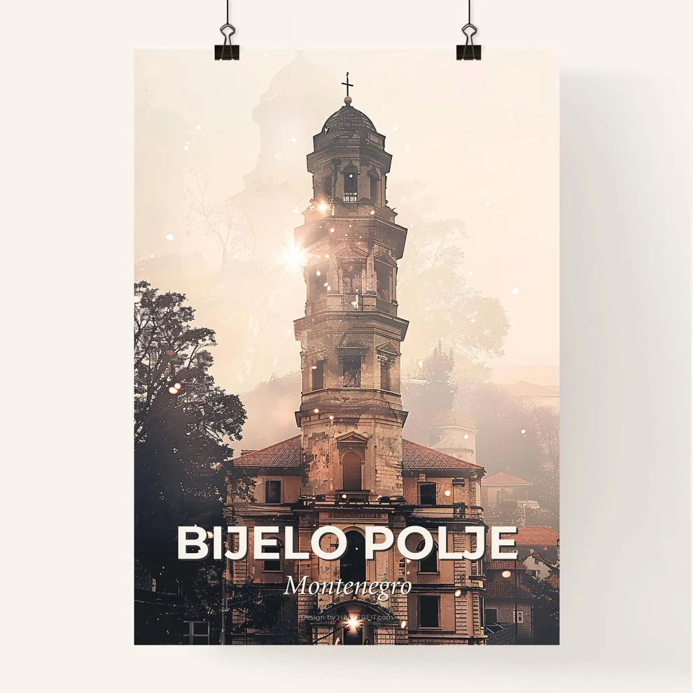 Bijelo Polje Cityscape Skyline Double Exposure Poster Poster