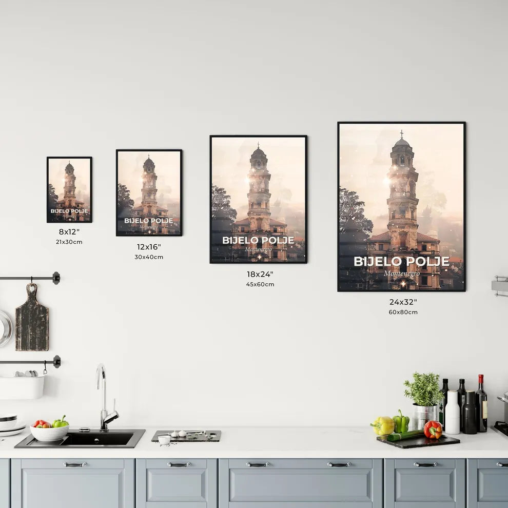 Bijelo Polje Cityscape Skyline Double Exposure Poster Office Art