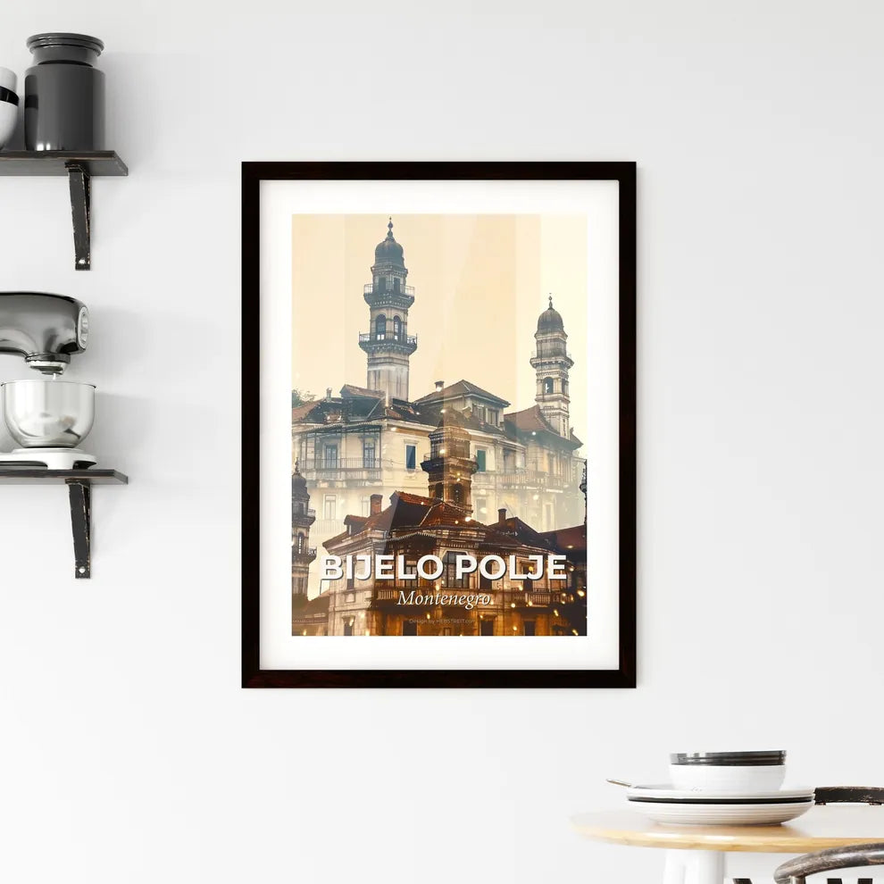 Bijelo Polje Skyline Double Exposure Artistic Poster Framed Print