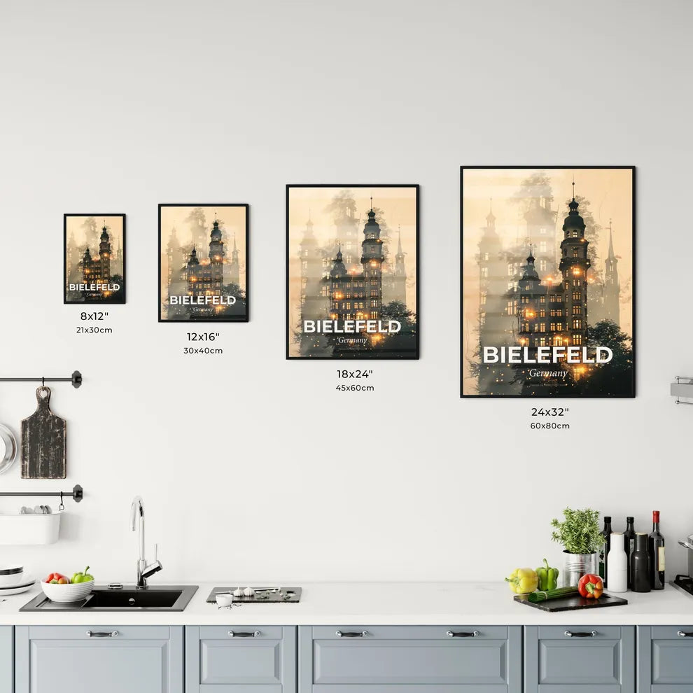 Bielefeld City Skyline Double Exposure Poster Art Office Art