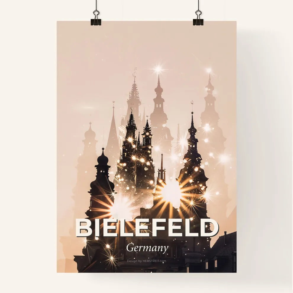 Bielefeld Skyline Double Exposure Composite Art Poster