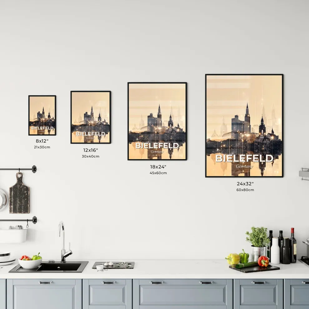 Bielefeld: Skyline silhouette artwork with sparkles Office Art