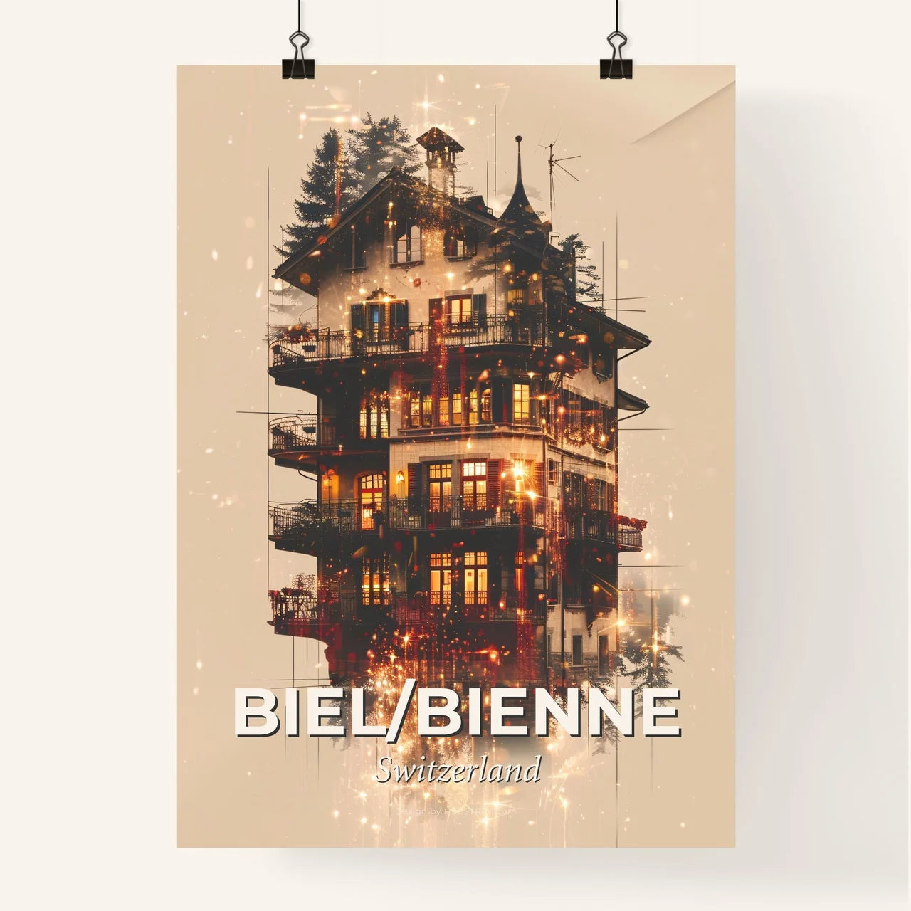 Biel/Bienne Skyline Composite Art Poster Poster