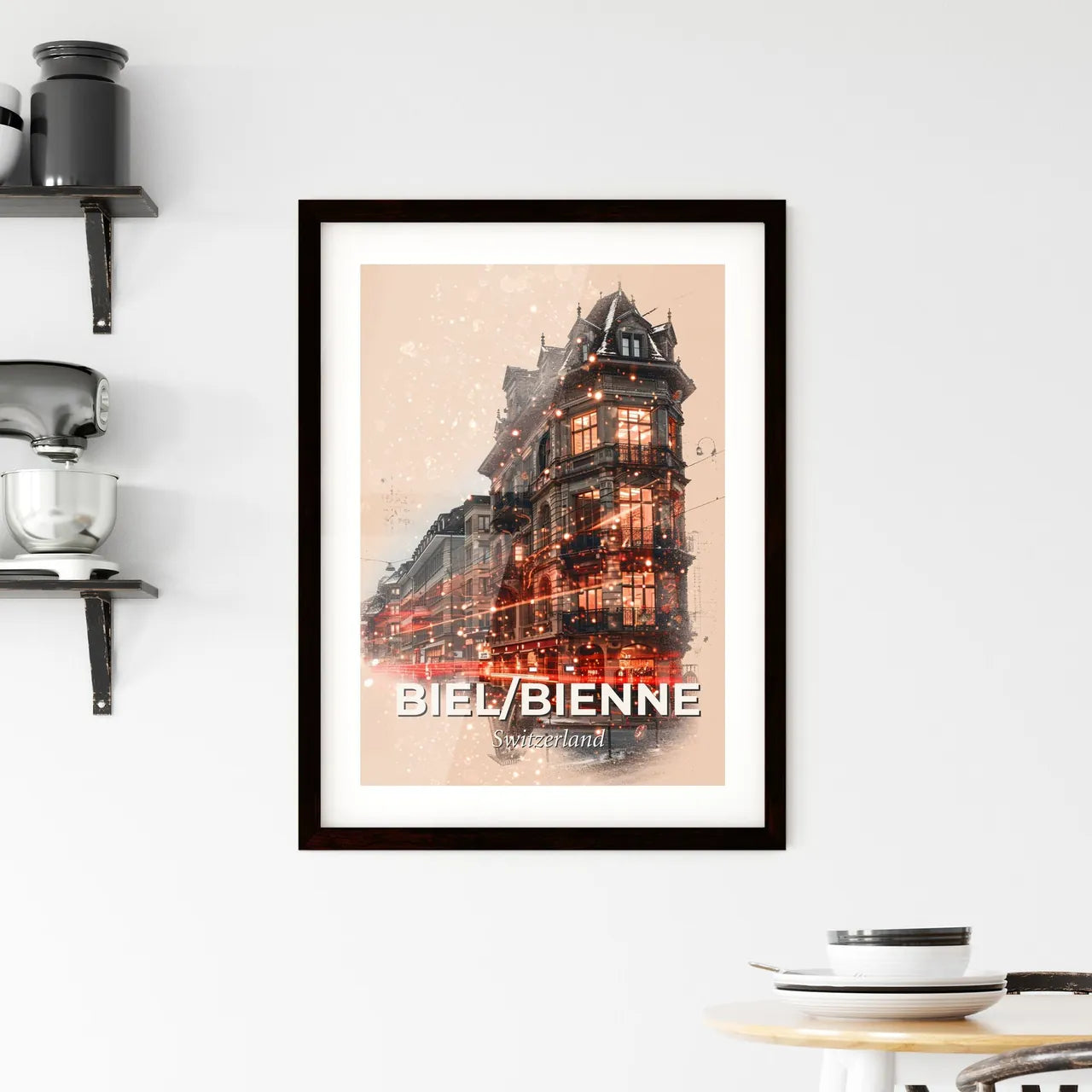 Biel/Bienne City Skyline Artwork: Swiss Architectural Elegance Framed Print