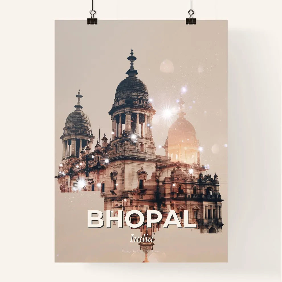 Bhopal Cityscape Double Exposure Skyline Artwork Poster