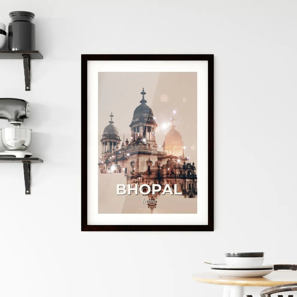 Bhopal Cityscape Double Exposure Skyline Artwork Framed Print