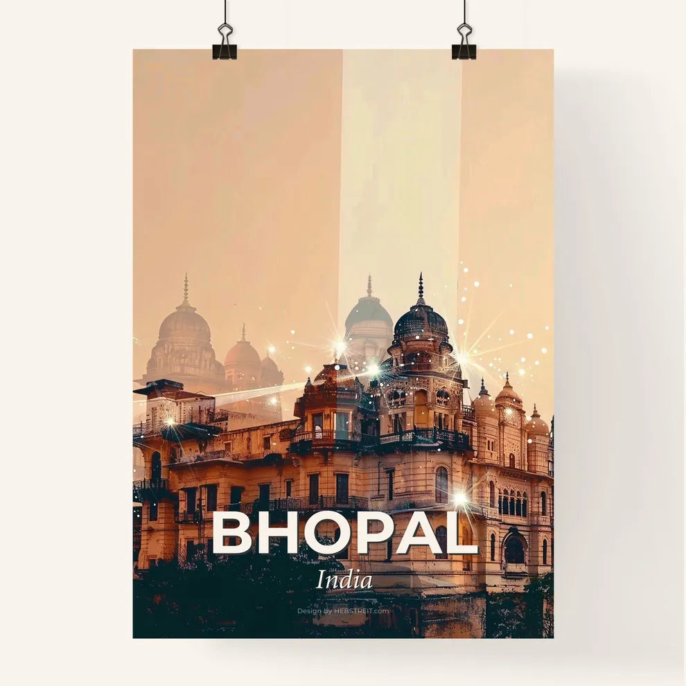 Bhopal Skyline Double Exposure Art Panorama Poster