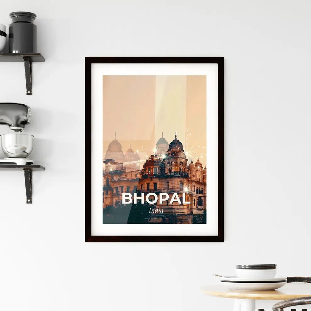 Bhopal Skyline Double Exposure Art Panorama Framed Print