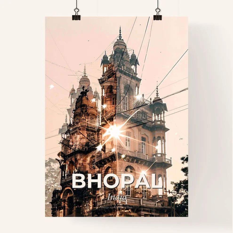 Bhopal: City Icons Silhouette Art Poster Poster