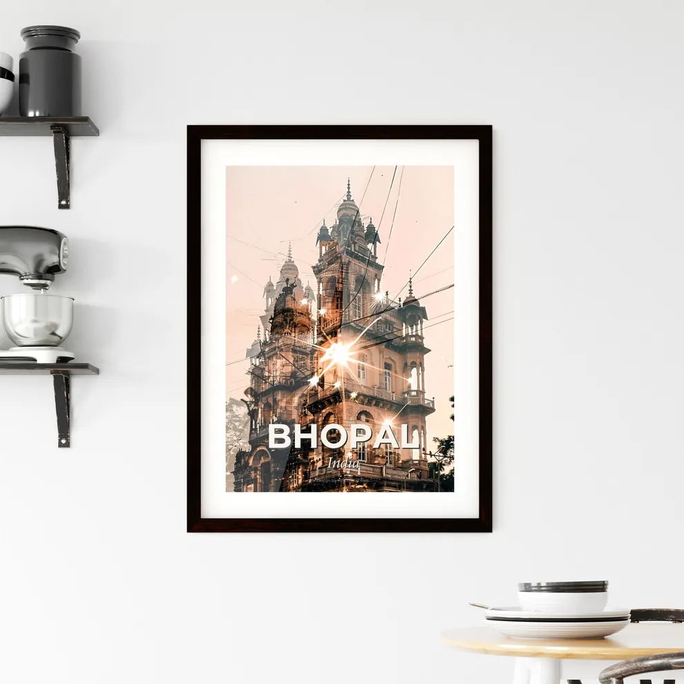 Bhopal: City Icons Silhouette Art Poster Framed Print