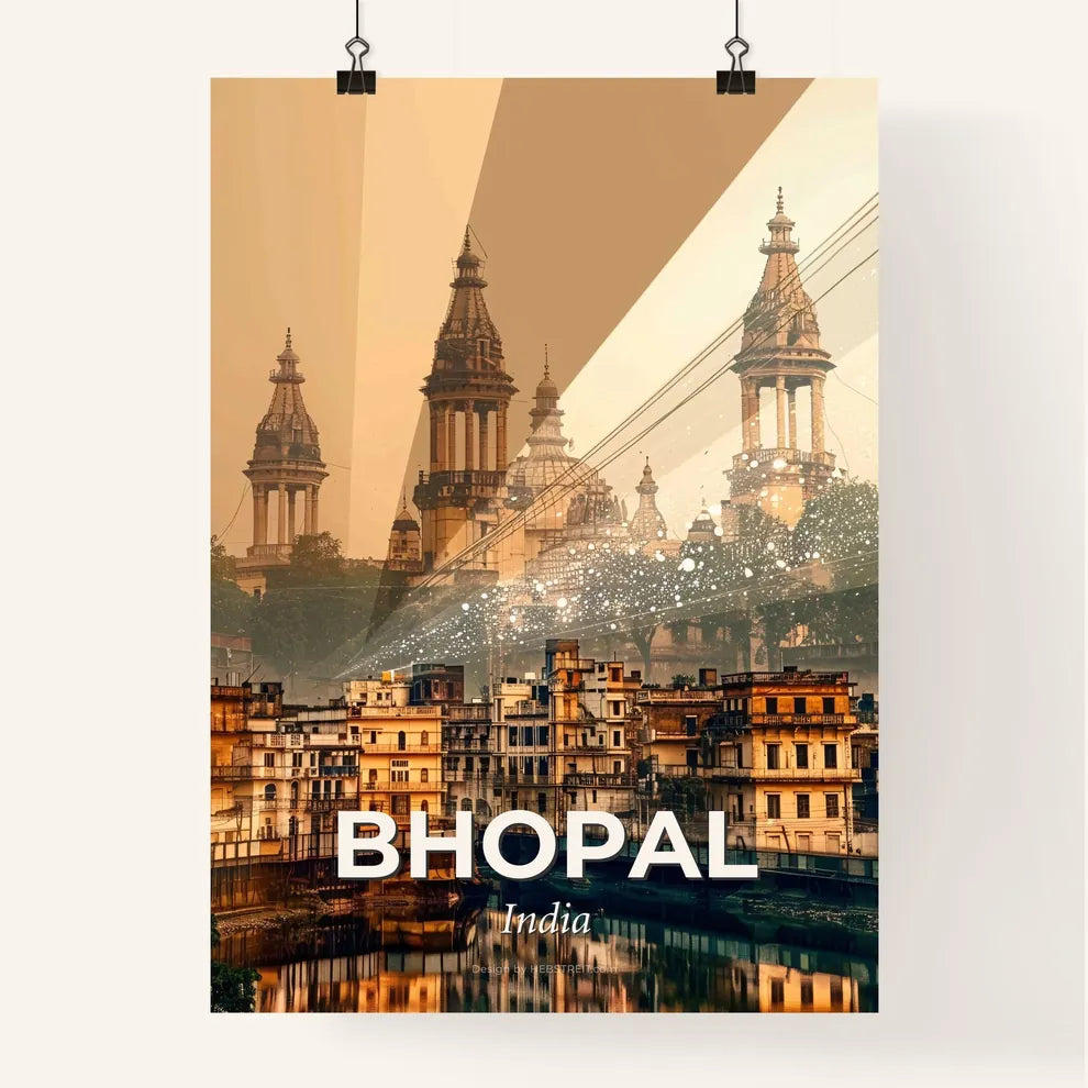Bhopal: City Icons Skyline Double Exposure Poster
