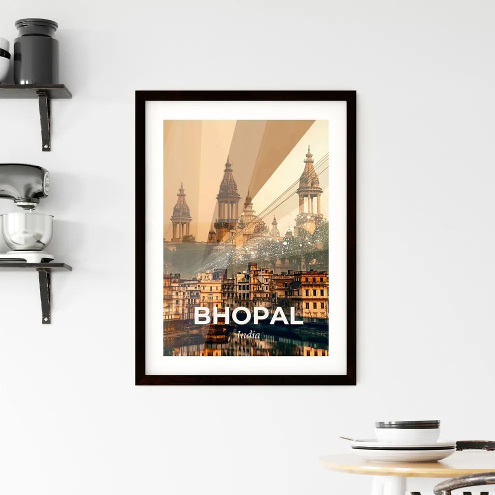 Bhopal: City Icons Skyline Double Exposure Framed Print