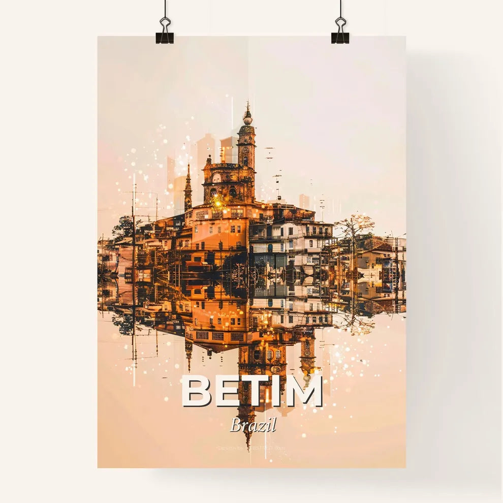 Betim Skyline Bright Beige Sparkle Poster Poster