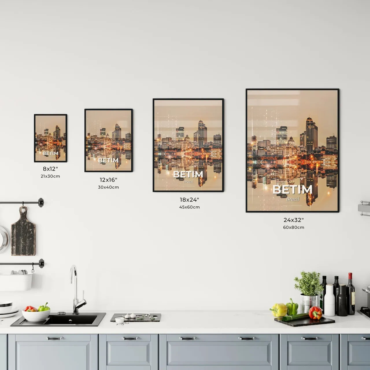 Betim City Skyline Double Exposure Poster Art Office Art