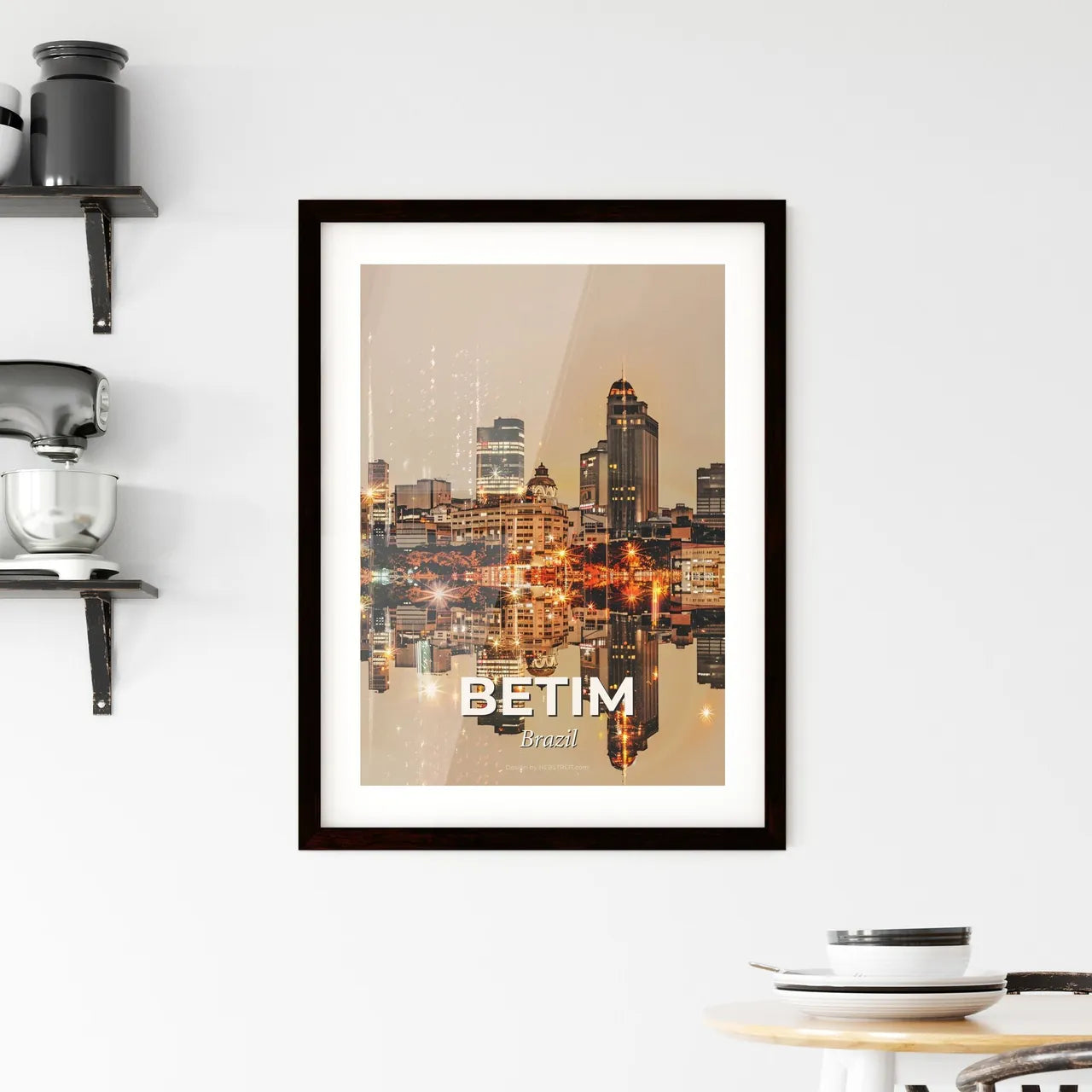 Betim City Skyline Double Exposure Poster Art Framed Print
