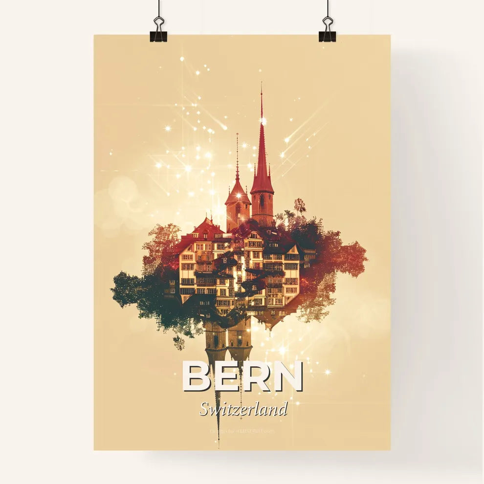 Bern Cityscape Composite Art Skyline Poster Poster