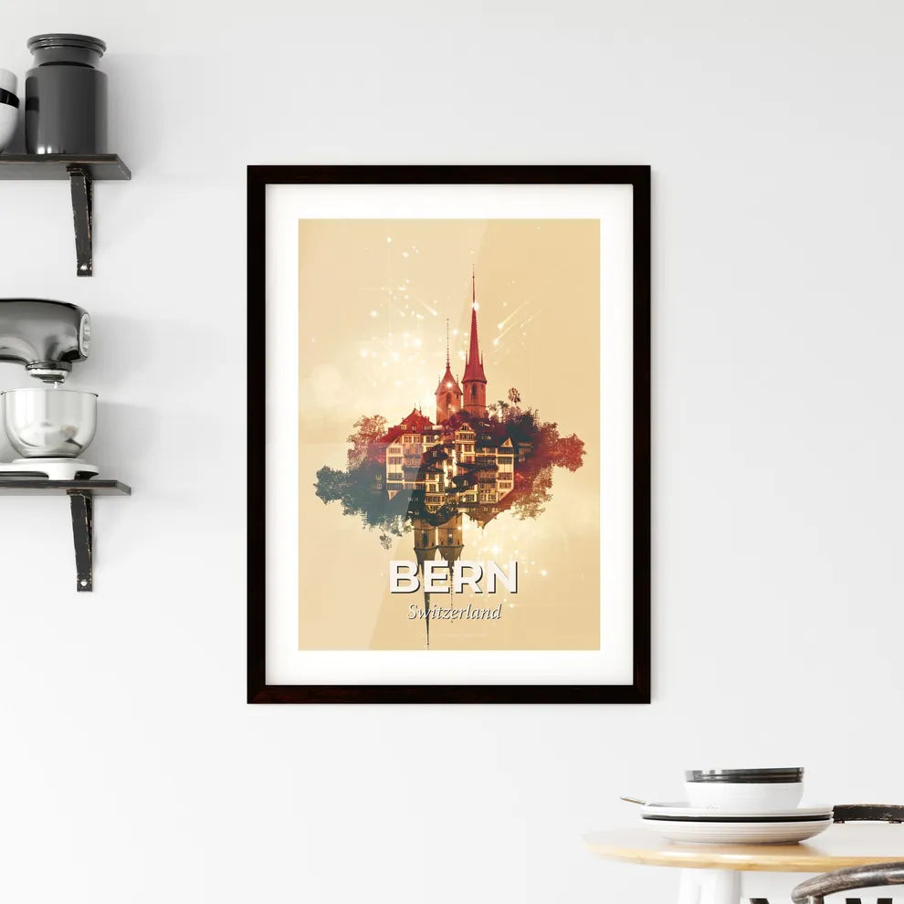 Bern Cityscape Composite Art Skyline Poster Framed Print