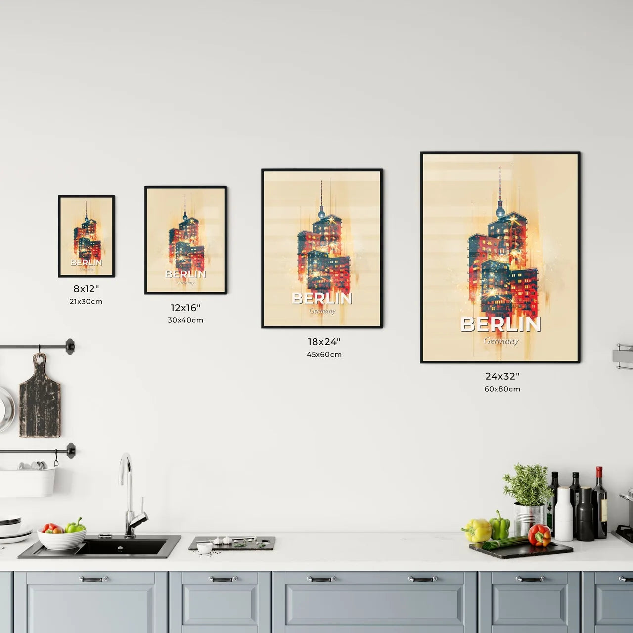 Berlin: Fusion of Icons with Sparkles and Lights Office Art