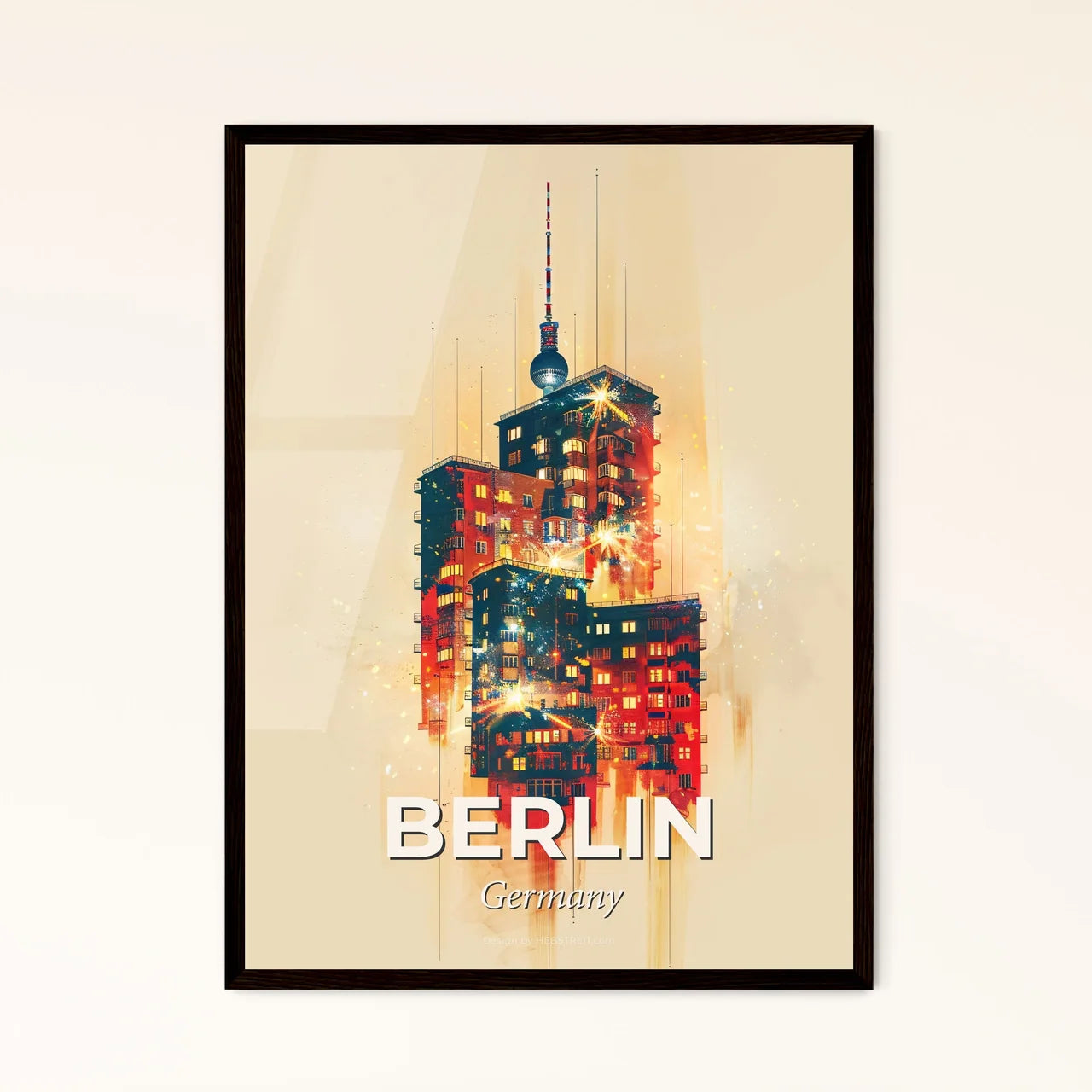 Berlin: Fusion of Icons with Sparkles and Lights Photo Collage