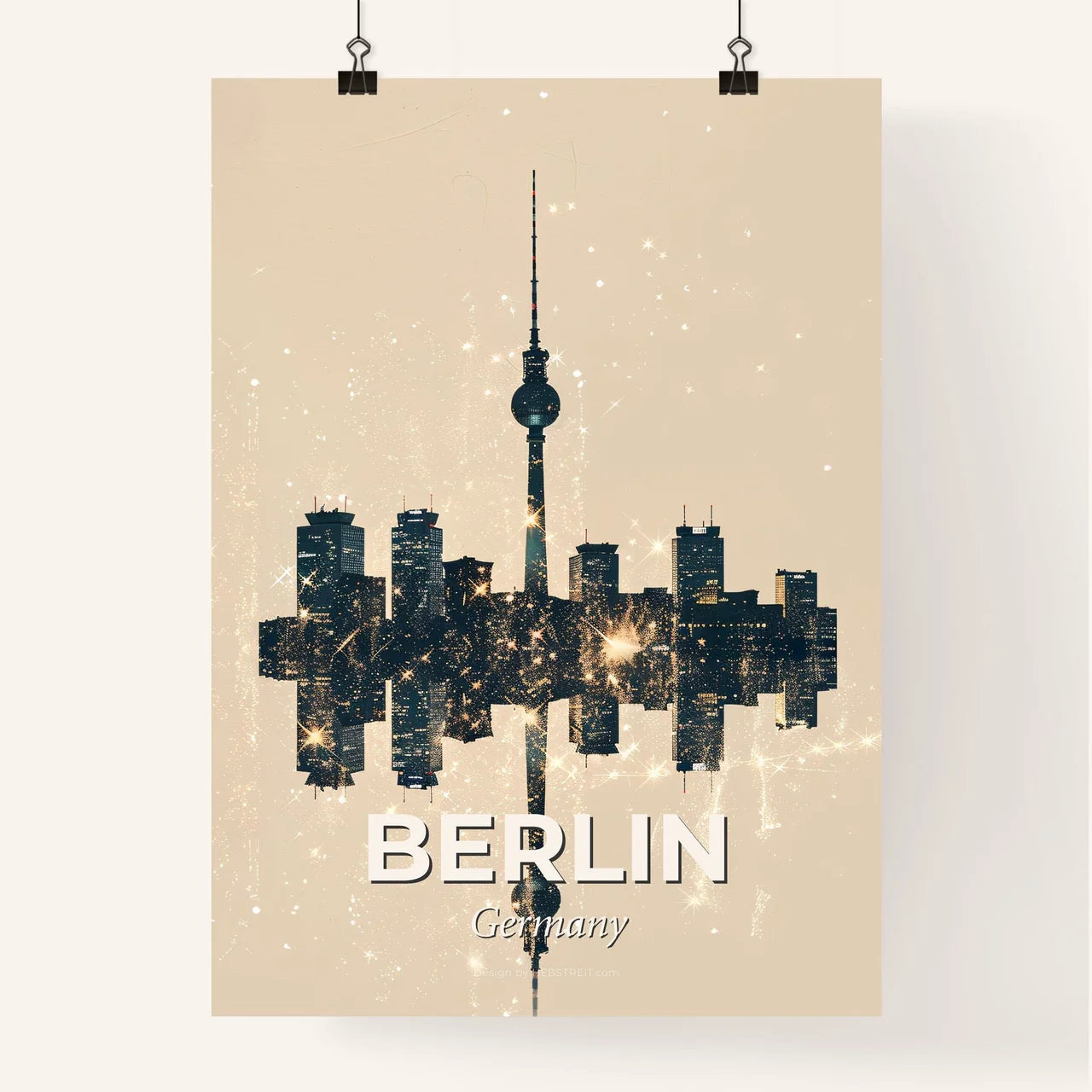 Berlin: Silhouette Skyline With Glittering Sparkles Poster
