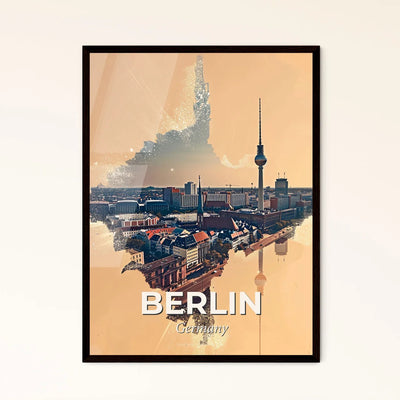 Berlin Skyline Double Exposure Poster Art - A city with a tower