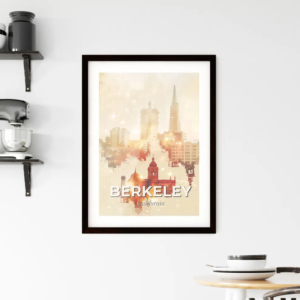 Berkeley City Skyline Pastel Sunset Canvas Decor Framed Print