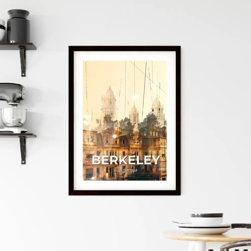 Berkeley City Lights Double Exposure Skyline Poster Framed Print