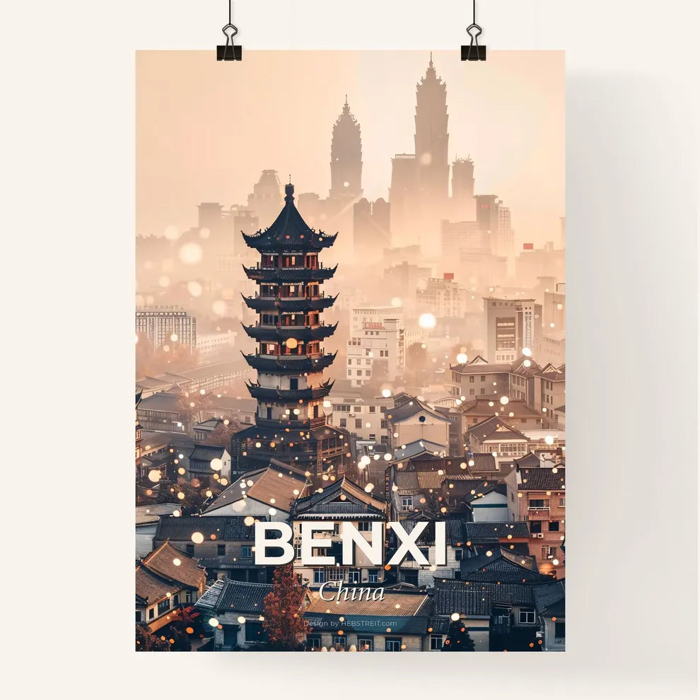 Benxi China Skyline Glow Poster Art Poster