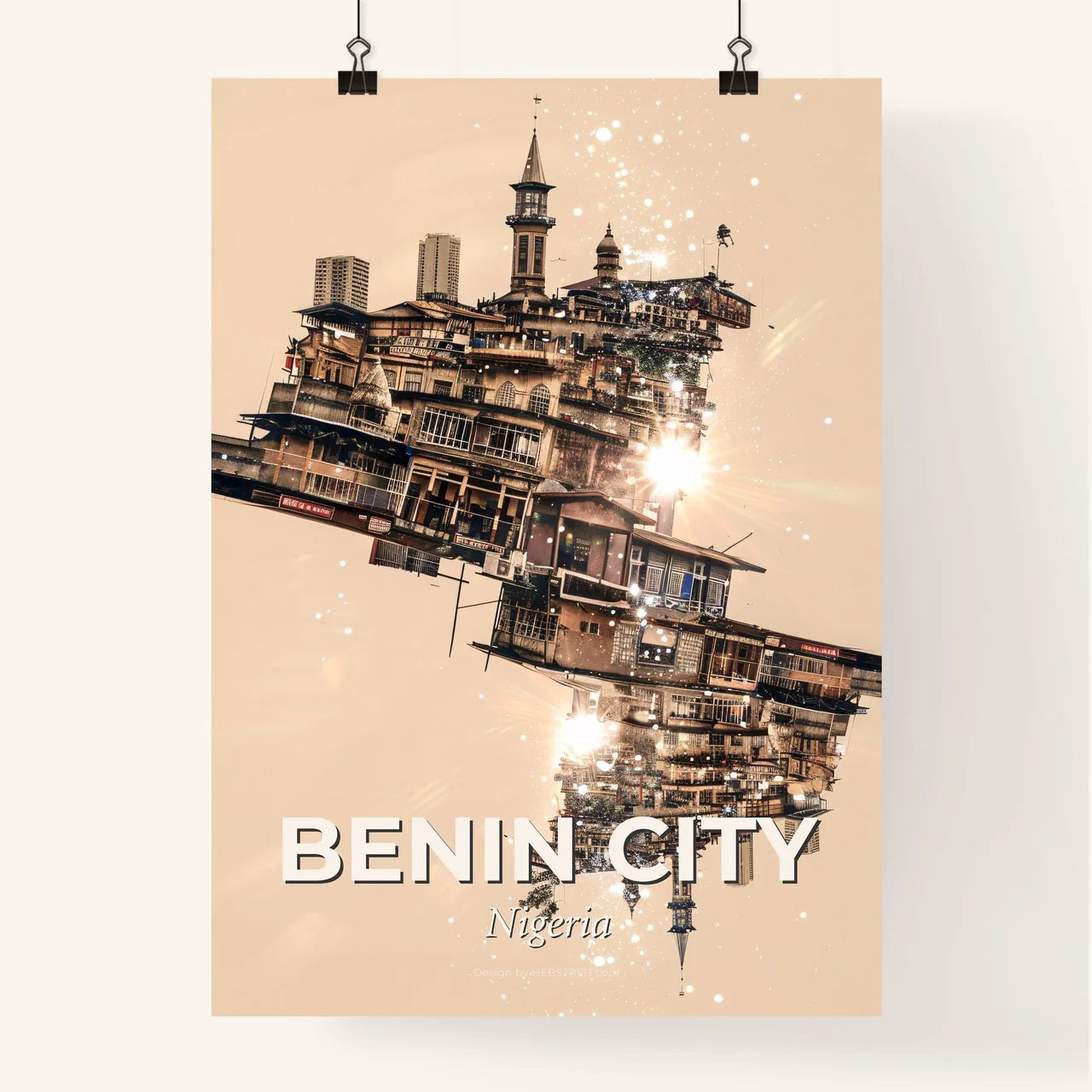 Benin City Double Exposure Skyline Dream Art Poster