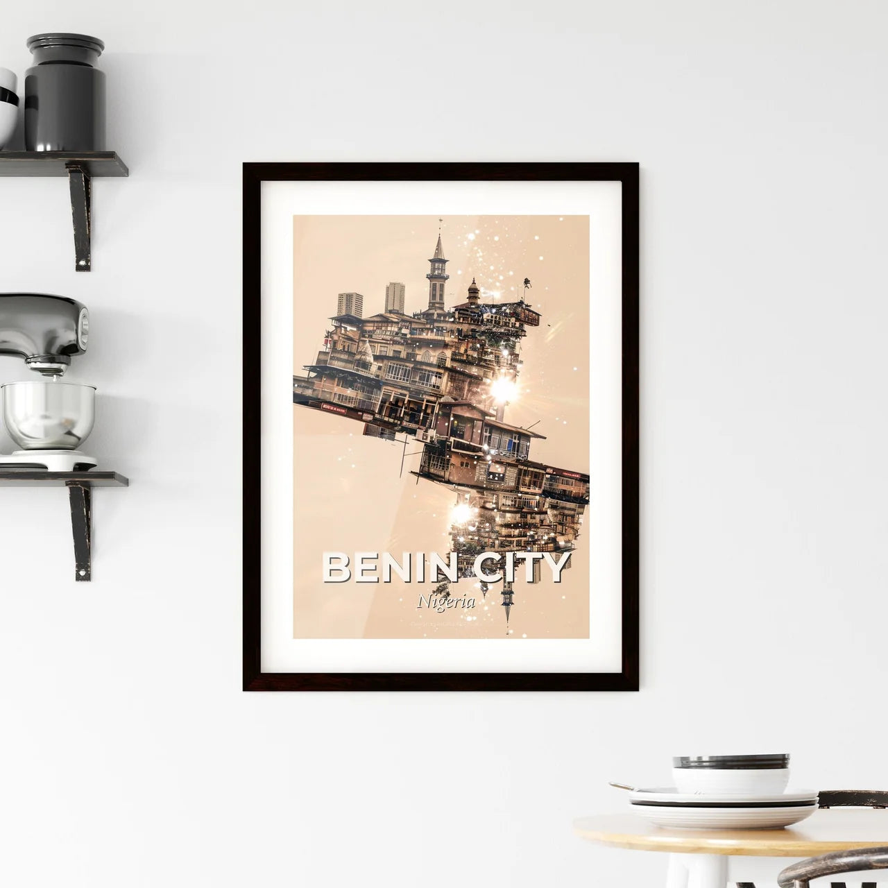 Benin City Double Exposure Skyline Dream Art Framed Print