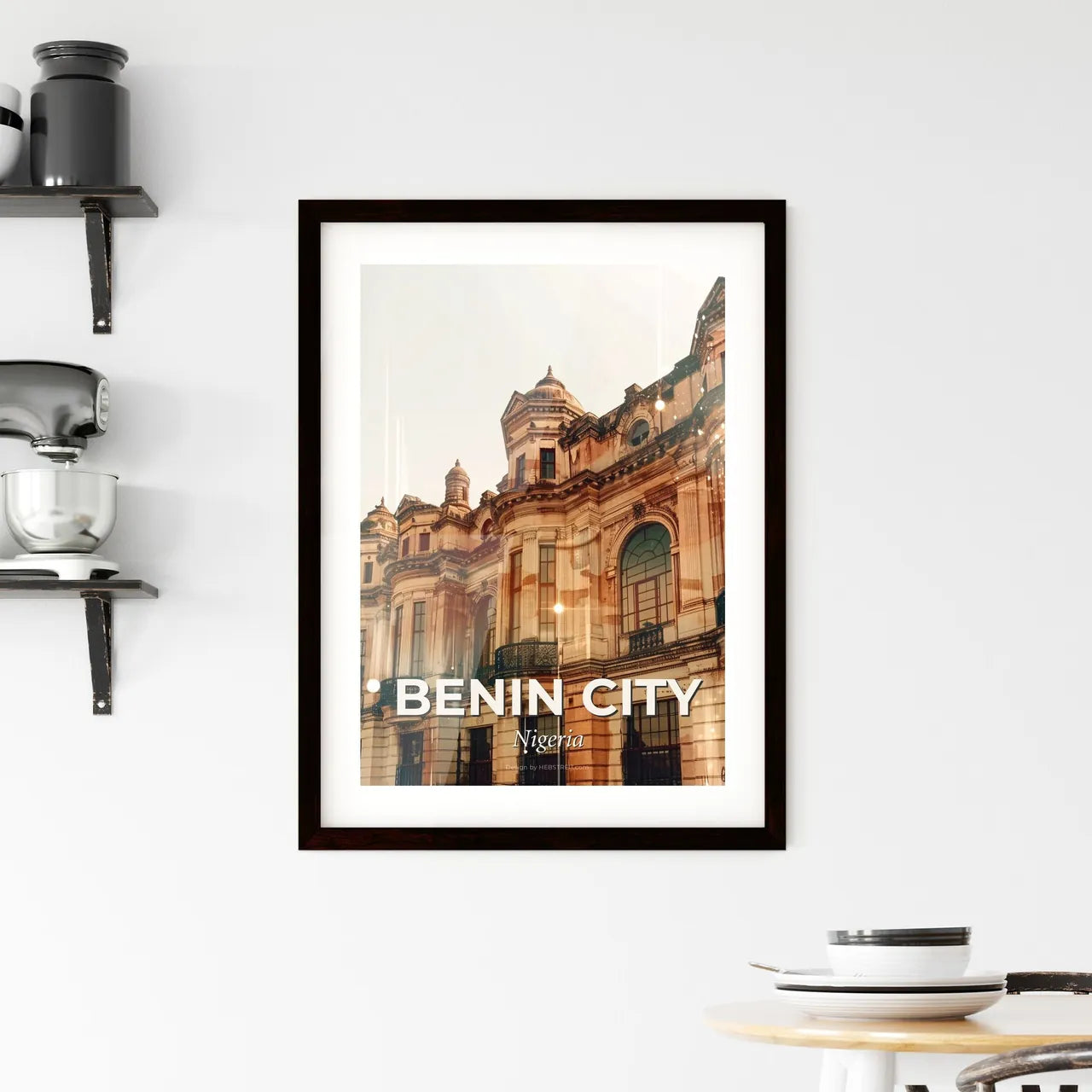 Benin City Skyline Double Exposure Art Framed Print