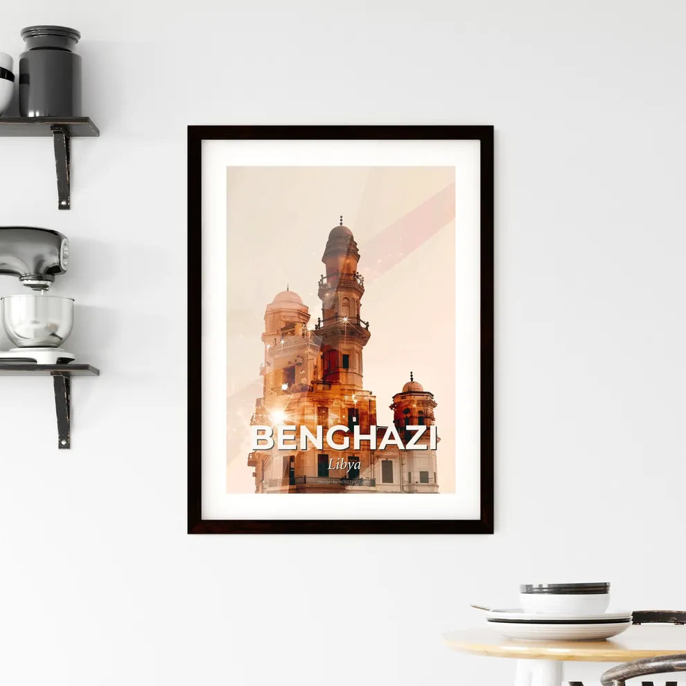 Benghazi Skyline Double Exposure Poster Art Framed Print