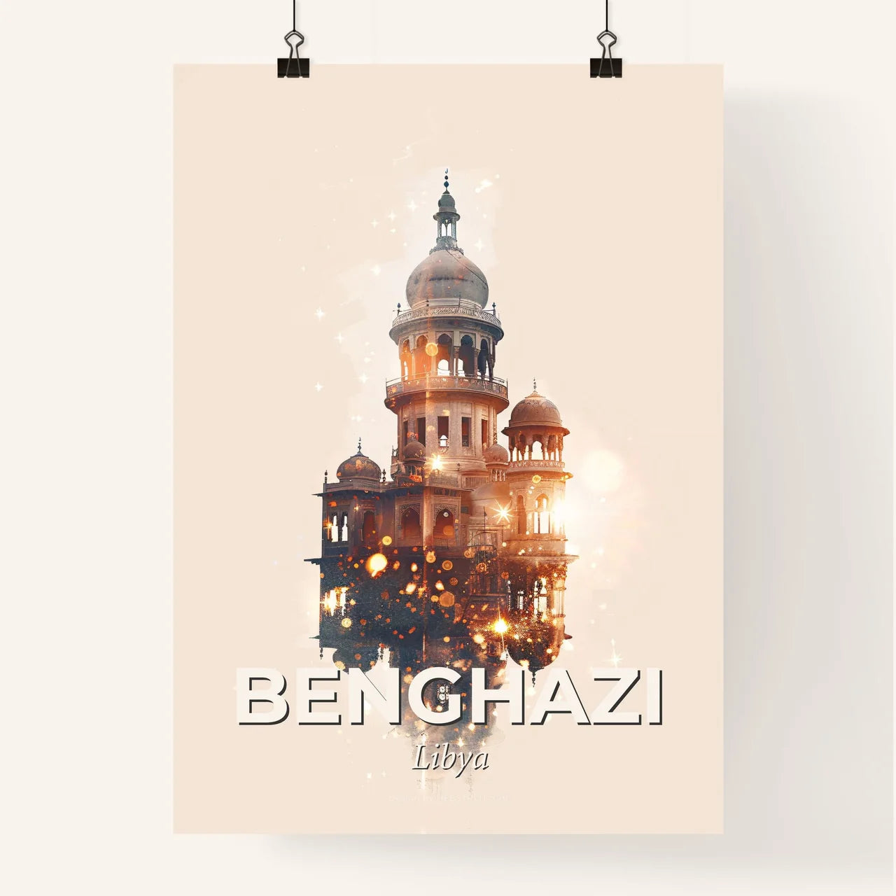 Benghazi Skyline Double Exposure Composite Art Poster