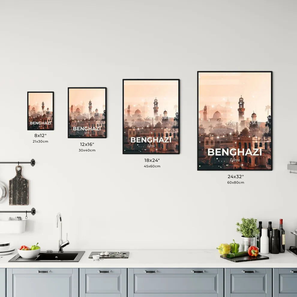 Benghazi City Skyline Composite Art Poster Office Art