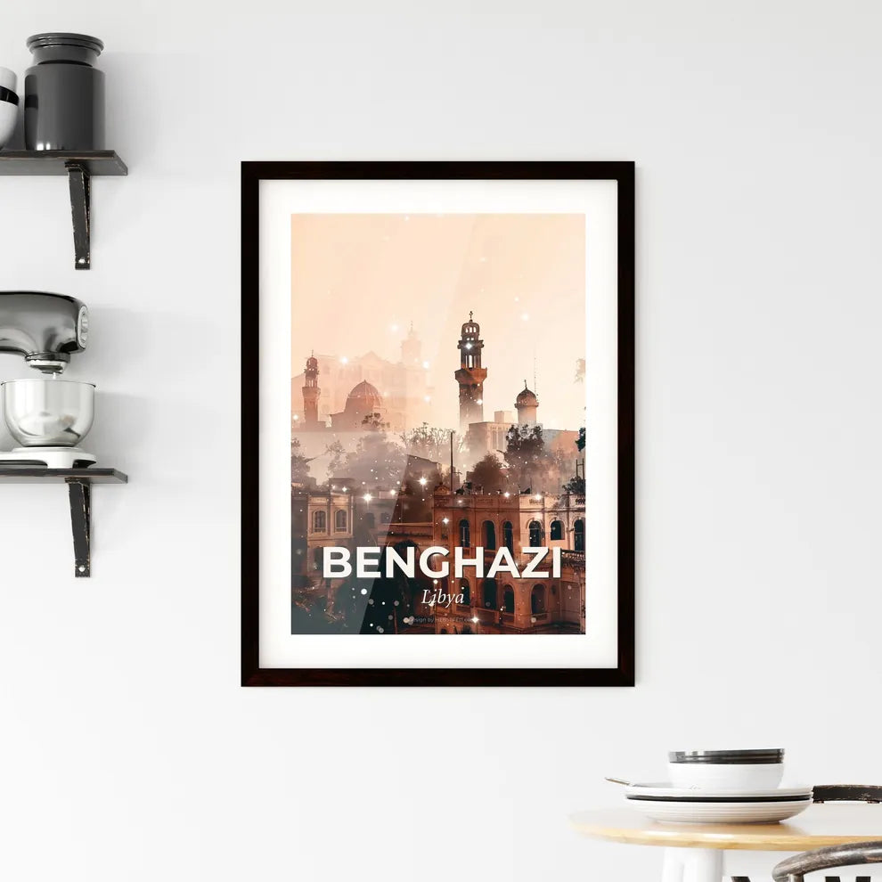 Benghazi City Skyline Composite Art Poster Framed Print