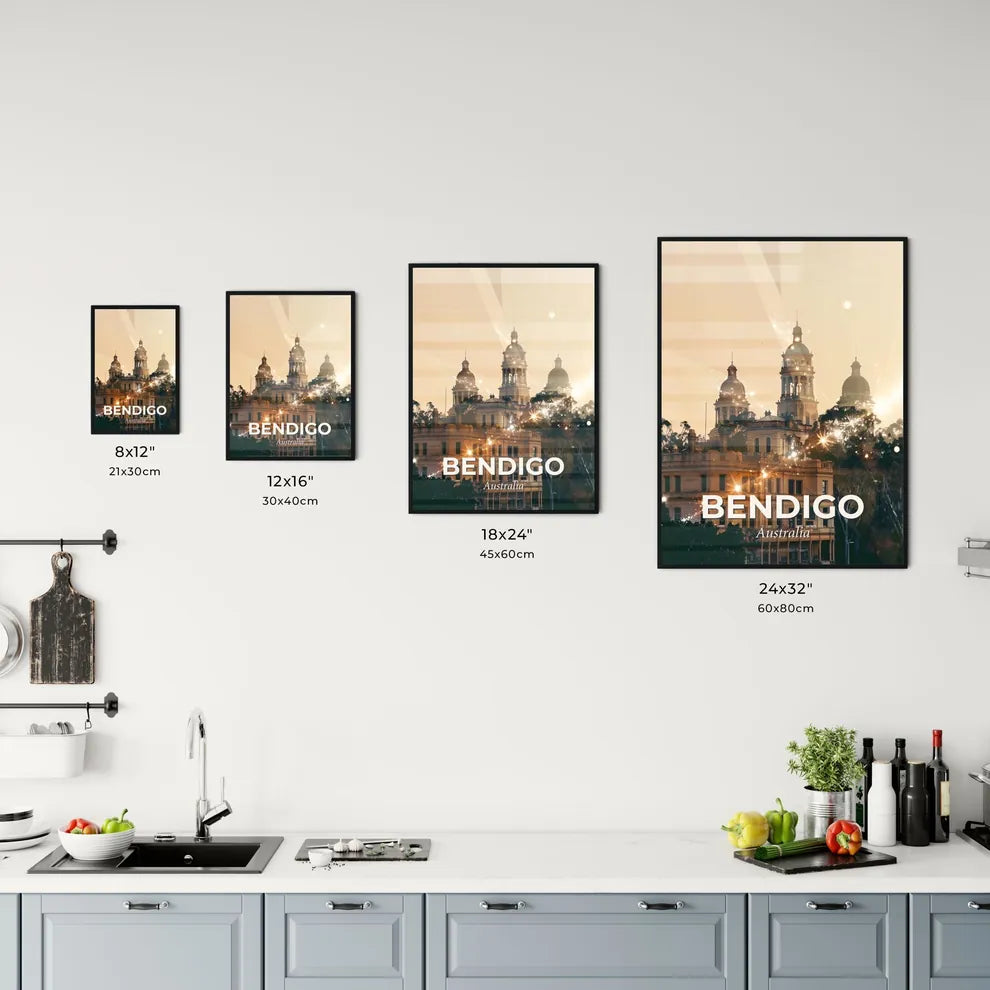 Bendigo Skyline Double Exposure Poster Design Office Art