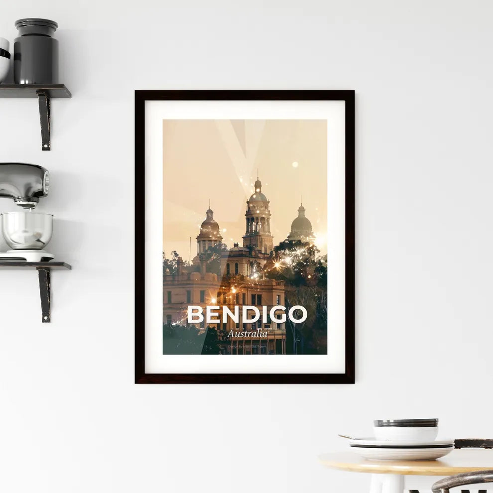 Bendigo Skyline Double Exposure Poster Design Framed Print