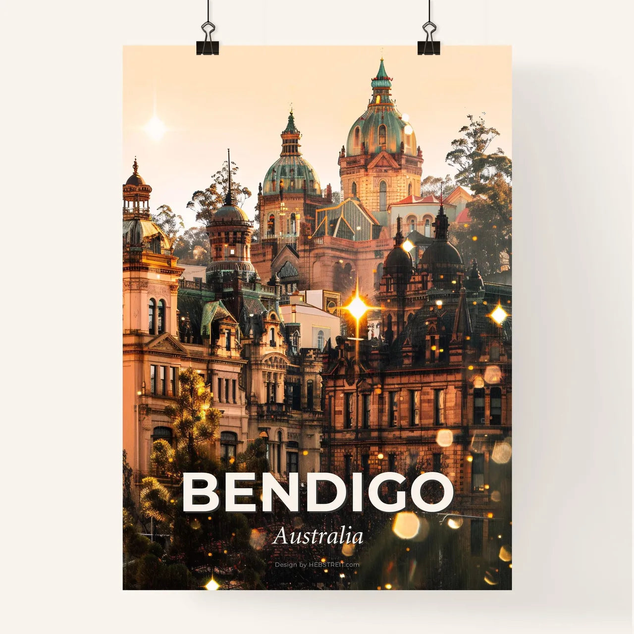 Bendigo Cityscape Double Exposure Art Poster Poster