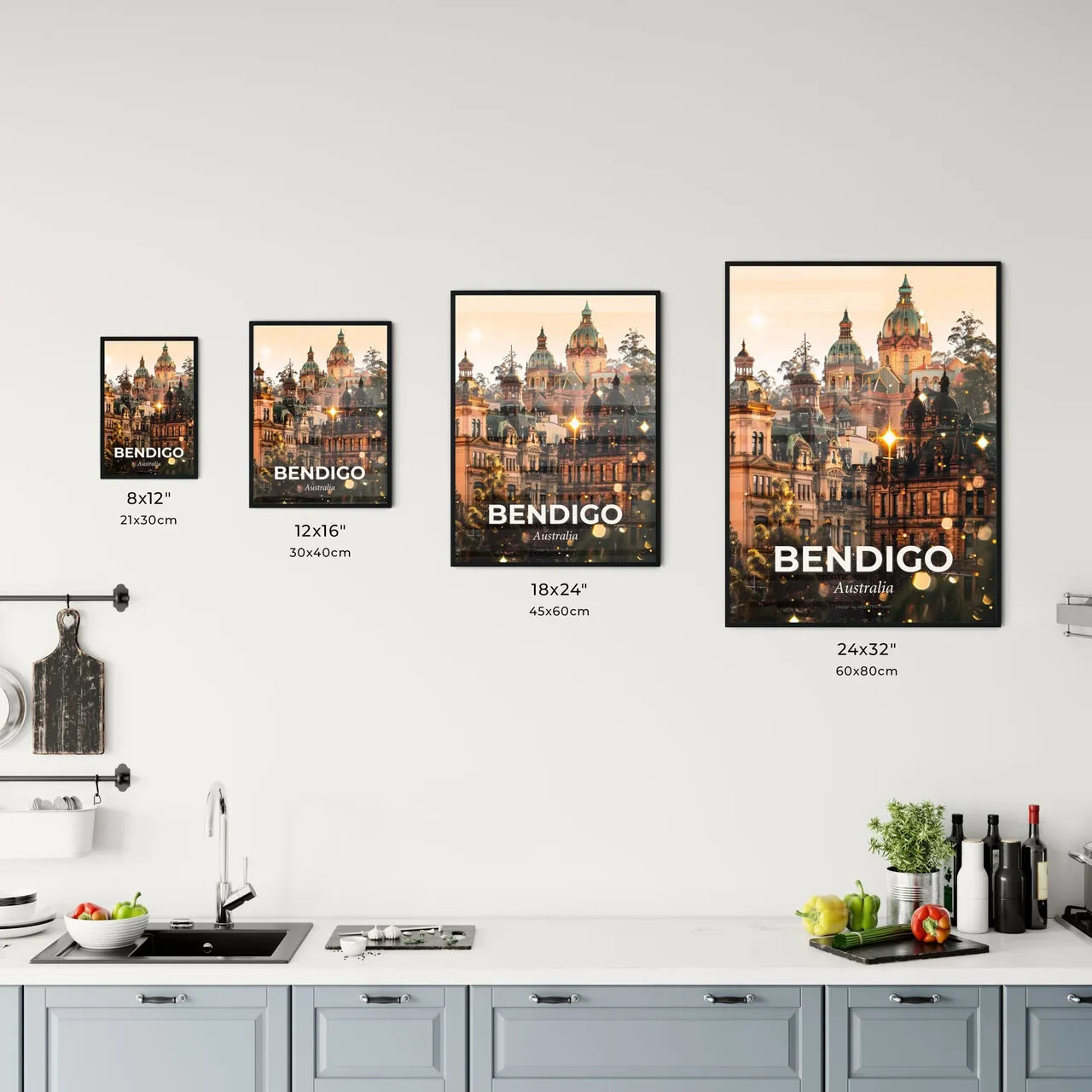 Bendigo Cityscape Double Exposure Art Poster Office Art