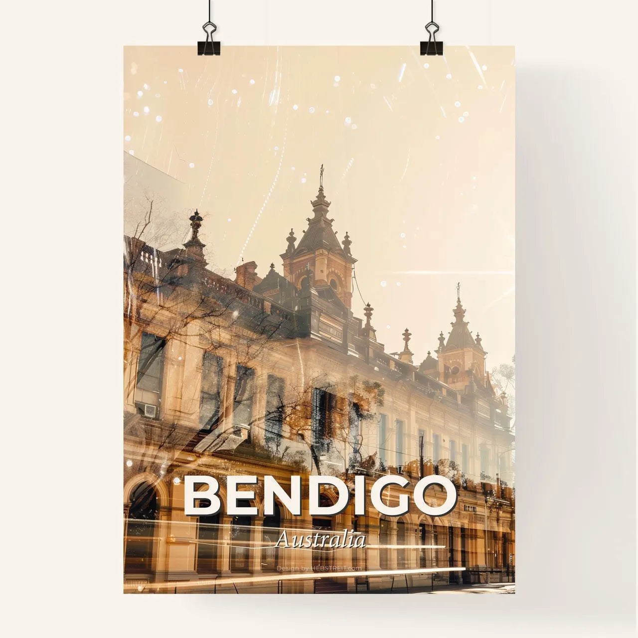 Bendigo Skyline Double Exposure City Art Print Poster Poster