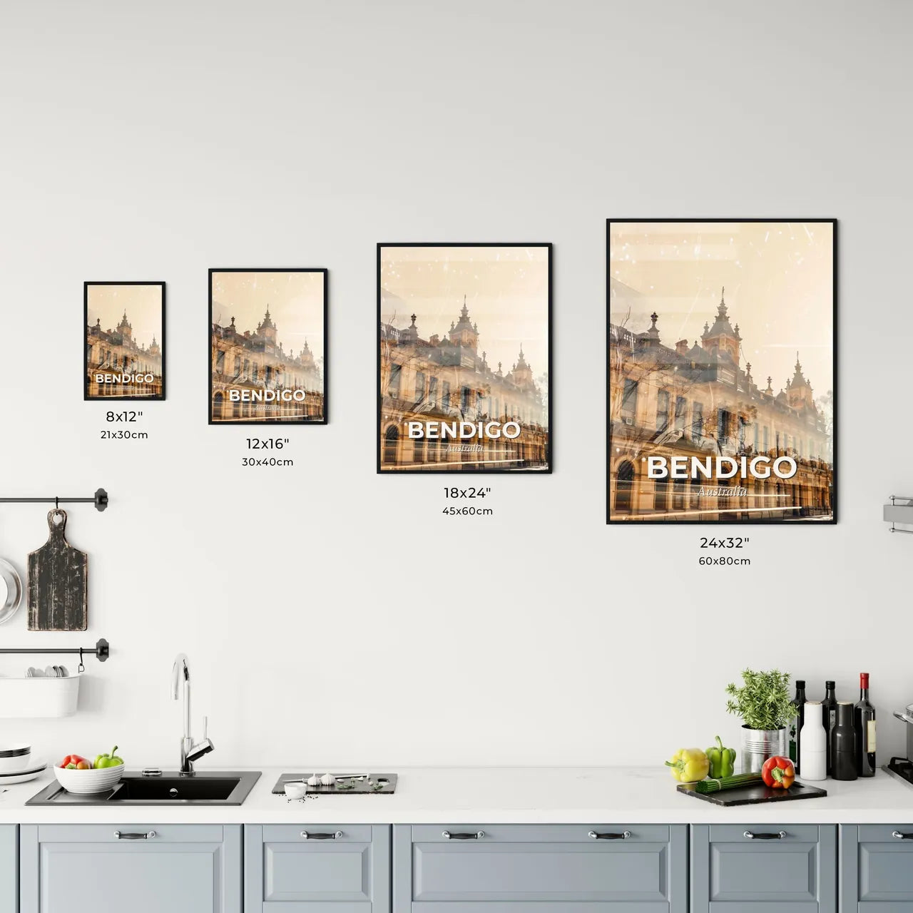 Bendigo Skyline Double Exposure City Art Print Poster Office Art