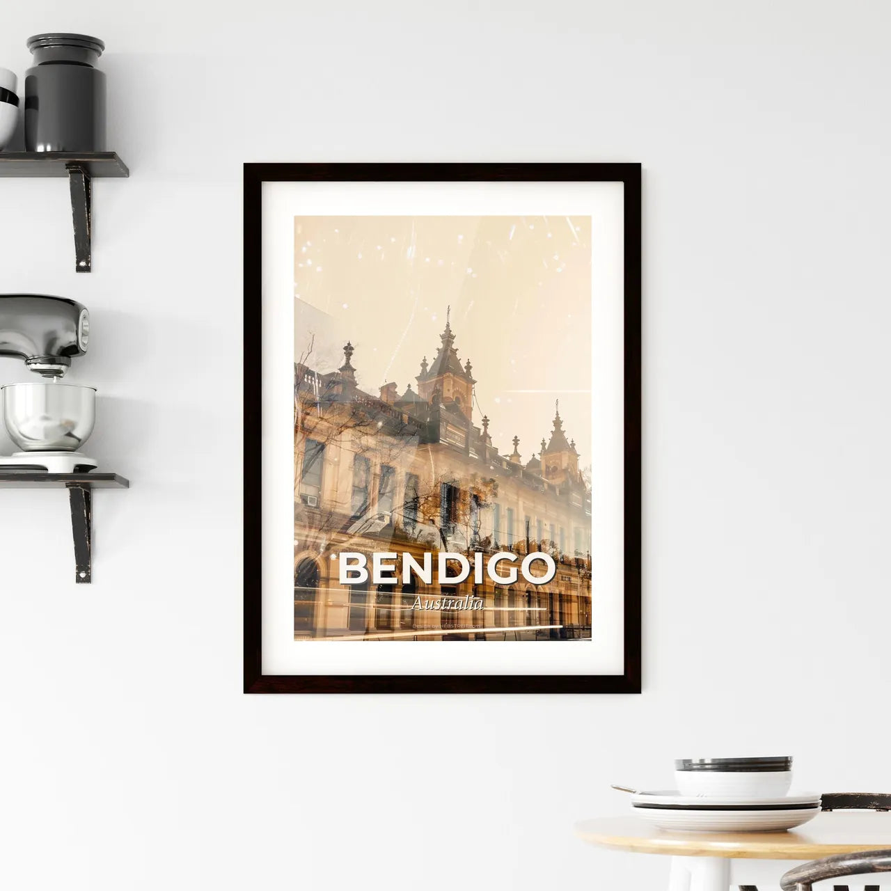Bendigo Skyline Double Exposure City Art Print Poster Framed Print
