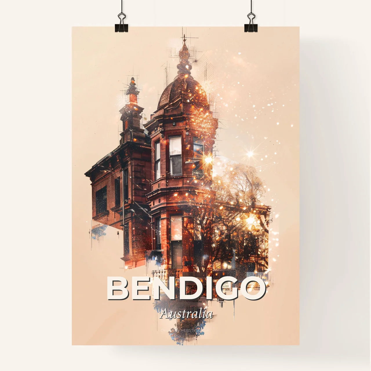 Bendigo Australia Skyline Panorama Art Poster Poster