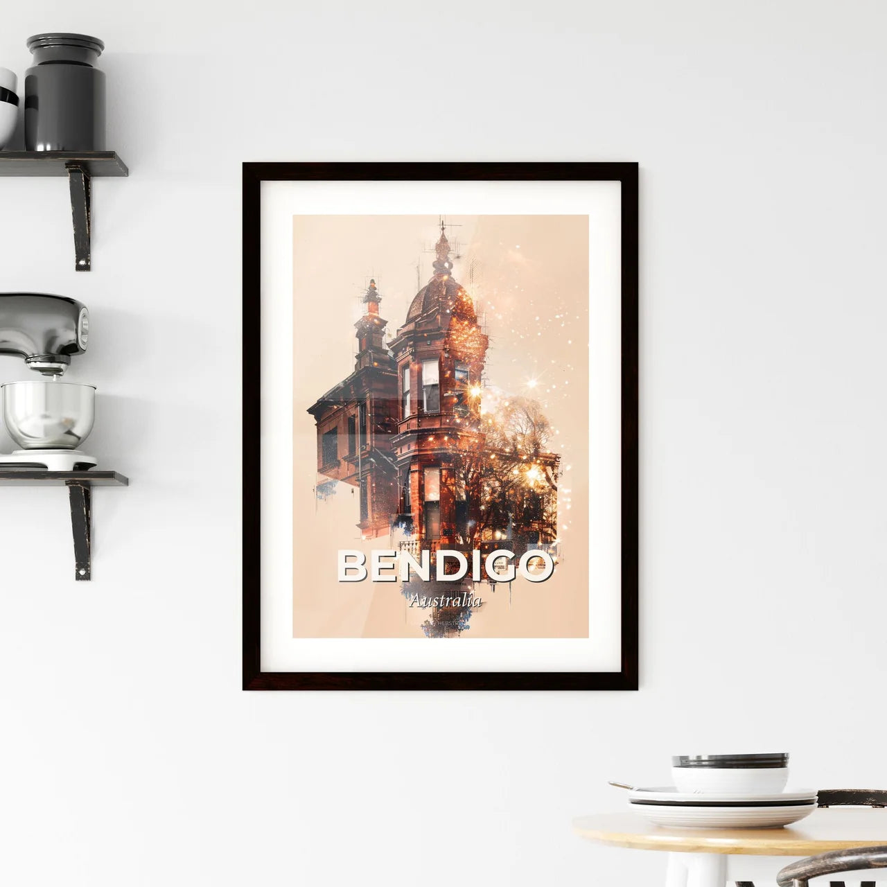 Bendigo Australia Skyline Panorama Art Poster Framed Print