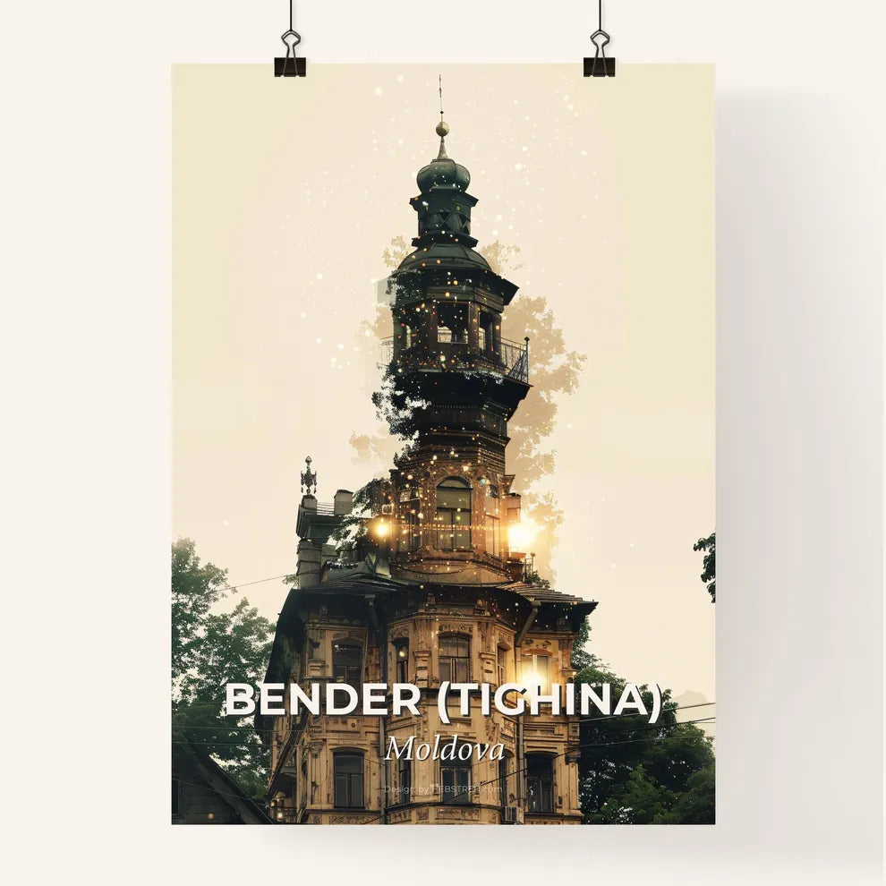 Bender Tighina City Skyline Double Exposure Poster Poster