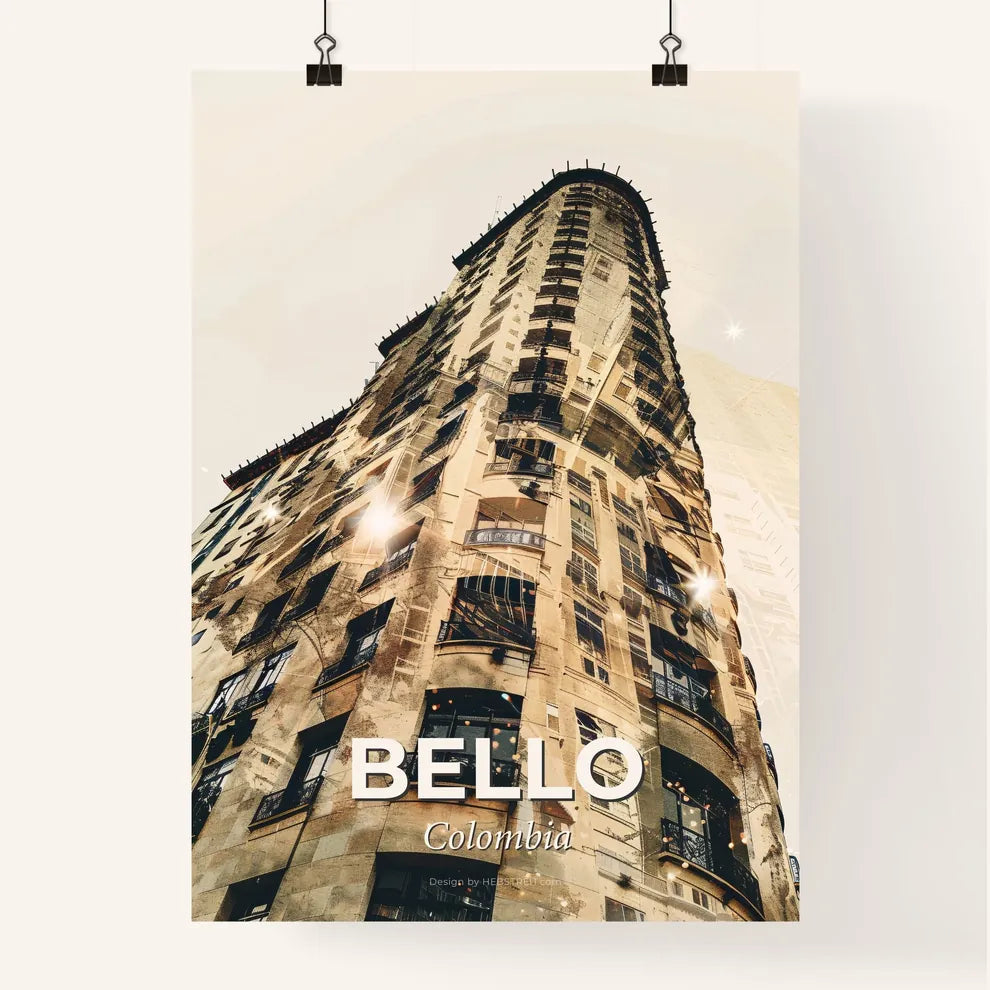 Bello, Colombia Skyline Silhouette Art Poster
