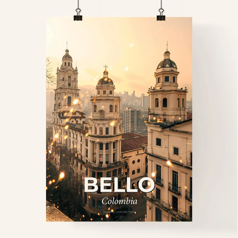 Bello City Skyline Art: Pastel Hues, Brilliant Lights Poster